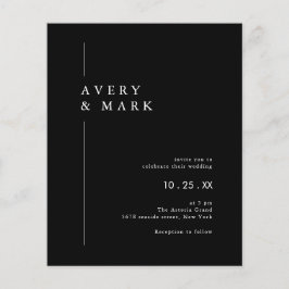 Budget Black White Minimalist Wedding Invitation Flyer