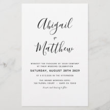 Budget Black White Minimalist Wedding Invitation