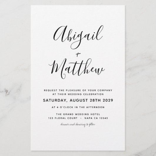 Budget Black White Minimalist Wedding Invitation Flyer (Voorkant)