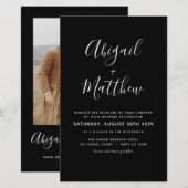 Budget Black White Modern Photo Wedding Invitation (Voorkant / Achterkant)