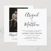 Budget Black White Modern Photo Wedding Invitation (Voorkant / Achterkant)