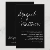 Budget Black White Modern Wedding Uitnodiging (Voorkant / Achterkant)