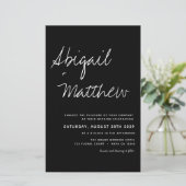 Budget Black White Modern Wedding Uitnodiging (Staand voorkant)