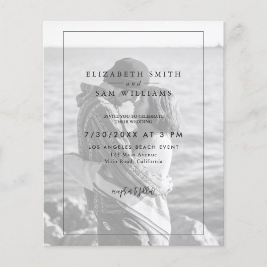 Budget Black & White Photo Elegant Wedding Flyer (Voorkant)