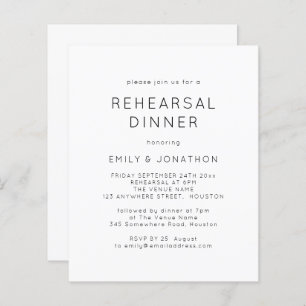 Budget Black White Rehearsal Dinner Wedding Invite