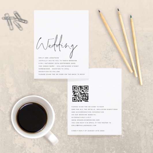 BUDGET Black White Script QR Code Weddenschap uitn