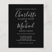Budget Black White Script Wedding Invitation (Voorkant)