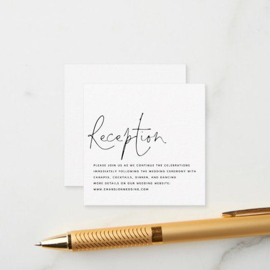 Budget Black White Script Weduwen Reception Informatiekaartje (Voorkant / Achterkant in situ)