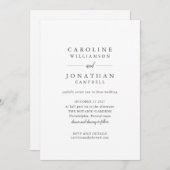 Budget Black White Serif minimalist Wedding Invite Kaart (Voorkant / Achterkant)
