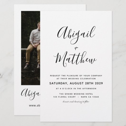 Budget Black White Simple Photo Weddenation (Voorkant / Achterkant)