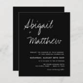 Budget Black White Simple Wedding Invitation (Voorkant / Achterkant)