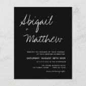 Budget Black White Simple Wedding Invitation (Voorkant)