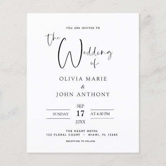 Budget Black White Wedding Foto Modern Flyer (Voorkant)