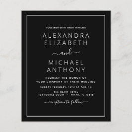 Budget Black White Wedding Invitation Flyer