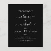 Budget Black White Wedding met Foto Uitnodiging (Voorkant)