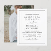 Budget Black White Wedding met Foto Uitnodiging (Voorkant / Achterkant)