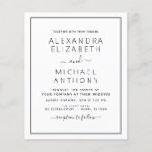 Budget Black White Wedding met Foto Uitnodiging (Voorkant)