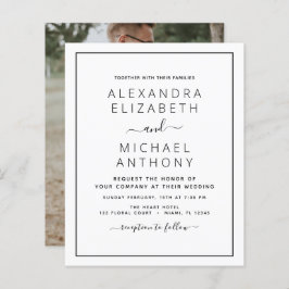 Budget Black White Wedding met Foto Uitnodiging