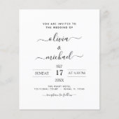 Budget Black White Wedding met Foto Uitnodiging (Voorkant)