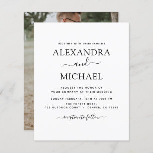 Budget Black White Wedding met Foto Uitnodiging