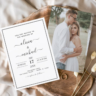 Budget Black White Wedding met Foto Uitnodiging