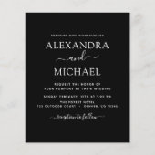 Budget Black White Wedding met Foto Uitnodiging (Voorkant)