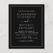 Budget Black White Wedding met Foto Uitnodiging (Voorkant)