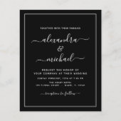 Budget Black White Wedding met Foto Uitnodiging (Voorkant)