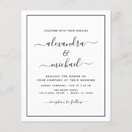 Budget Black White Wedding met Foto Uitnodiging F Flyer