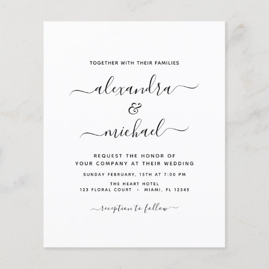 Budget Black White Wedding met Foto Uitnodiging F Flyer (Voorkant)
