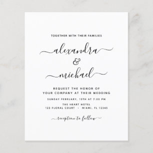 Budget Black White Wedding met Foto Uitnodiging F Flyer
