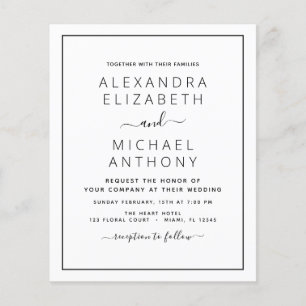 Budget Black White Wedding met Foto Uitnodiging F Flyer