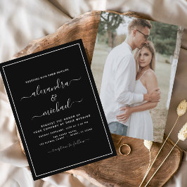 Budget Black White Wedding met Foto Uitnodiging F Flyer