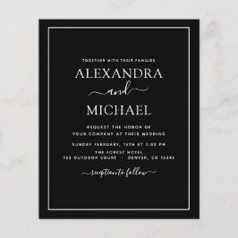 Budget Black White Wedding met Foto Uitnodiging F Flyer