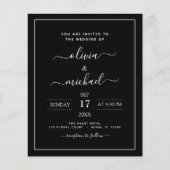 Budget Black White Wedding met Foto Uitnodiging Flyer (Voorkant)