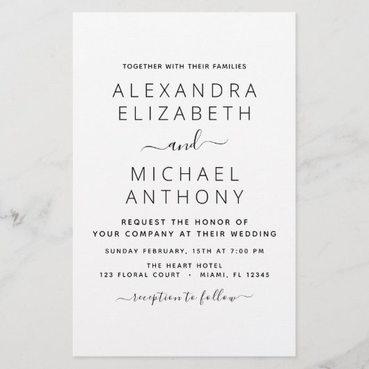Budget Black White Wedding Modern Typografie (Voorkant)