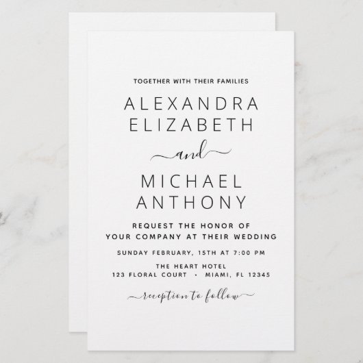 Budget Black White Wedding Modern Typografie (Voorkant / Achterkant)