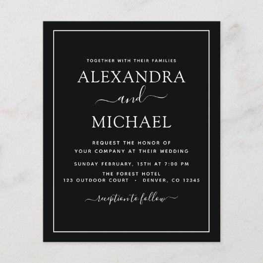 Budget Black White Wedding Modern Typografie (Voorkant)