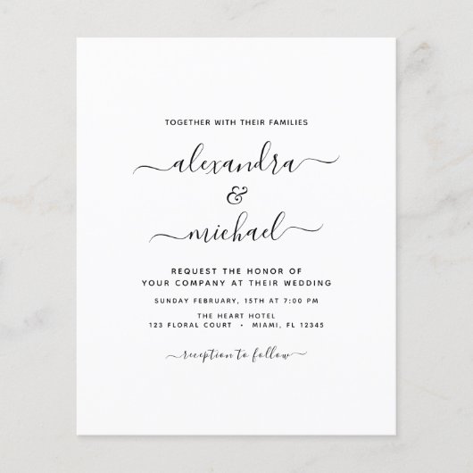 Budget Black White Wedding Modern Typografie (Voorkant)