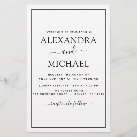 Budget Black White Wedding Modern Typografie (Voorkant)