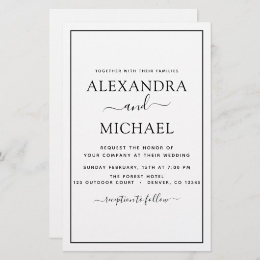 Budget Black White Wedding Modern Typografie (Voorkant / Achterkant)