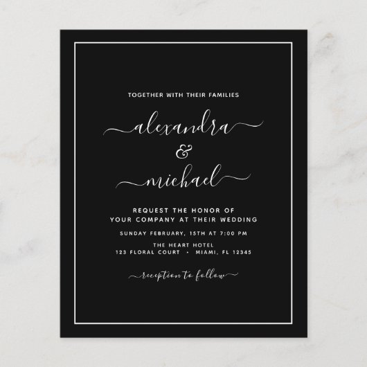 Budget Black White Wedding Modern Typography Flyer (Voorkant)