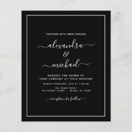 Budget Black White Wedding Modern Typography Flyer