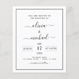 Budget Black White Wedding Modern Typography Flyer