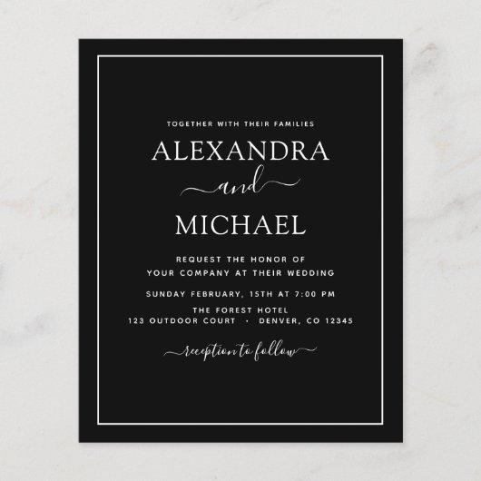 Budget Black White Wedding Modern Typography Flyer (Voorkant)