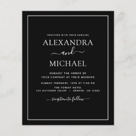 Budget Black White Wedding Modern Typography Flyer
