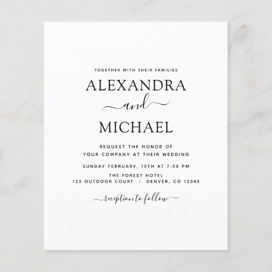 Budget Black White Wedding Modern Typography Flyer (Voorkant)