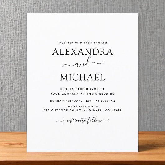 Budget Black White Wedding Modern Typography Flyer