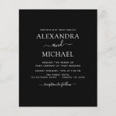 Budget Black White Wedding Moderne Uitnodiging Flyer (Voorkant)