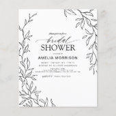 Budget Blad Zwart & Wit Bruids Douche Uitnodiging Flyer (Voorkant)